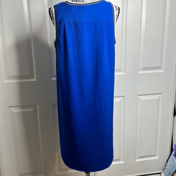 ABS Allen Schwartz Bright Blue Sleeveless Dress Shift L - Picture 4 of 6